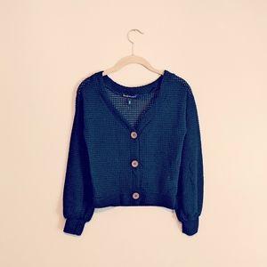 DEREK HEART Black Knit Cropped Cardigan
